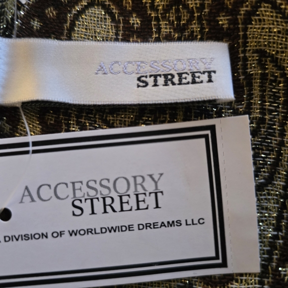 Accessory Street Multicolored Metallic Gold/Brown Long Fringed Scarf - Picture 8 of 10